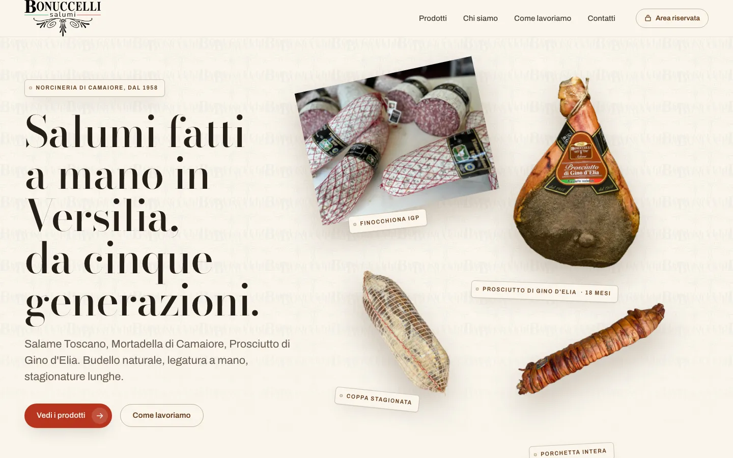 Home del sito vetrina Bonuccelli Salumi